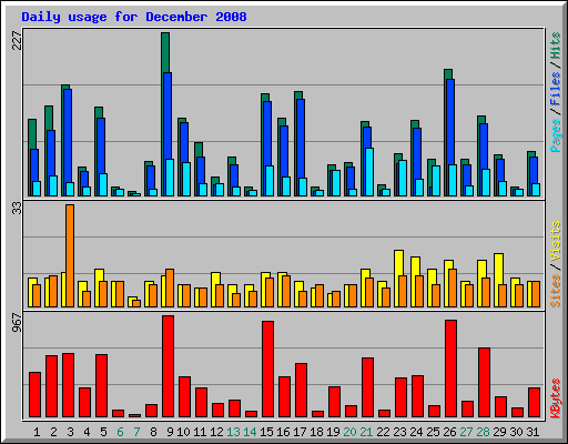 Daily usage for December 2008