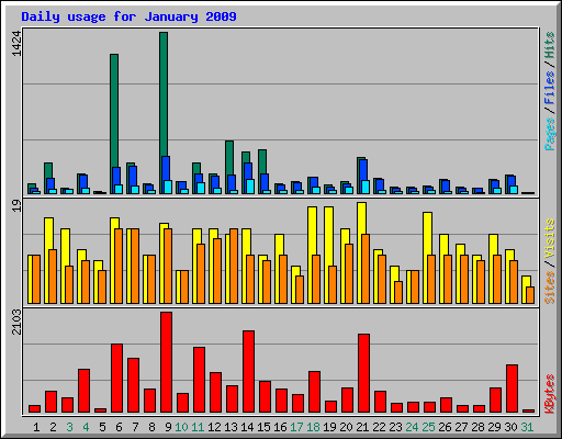 Daily usage for January 2009