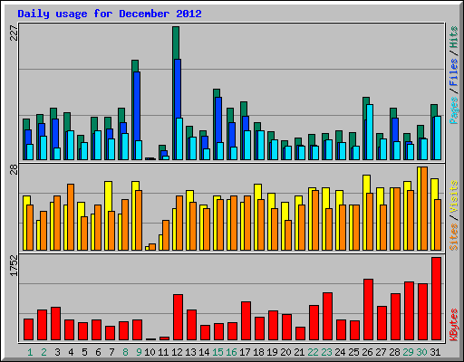Daily usage for December 2012