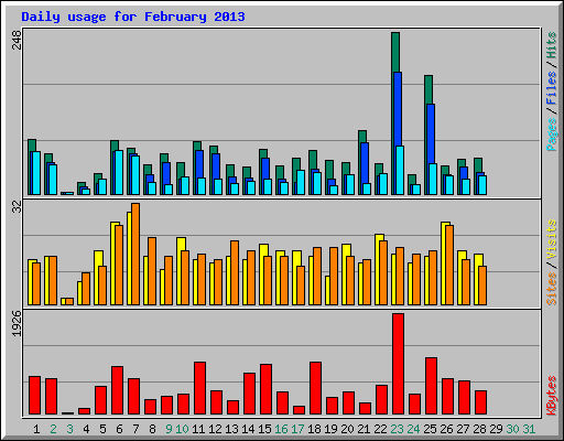 Daily usage for February 2013