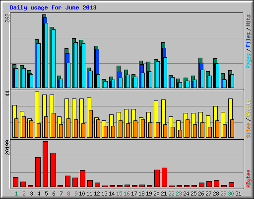 Daily usage for June 2013