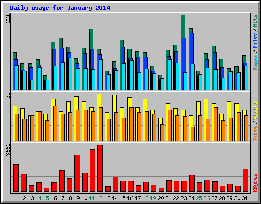 Daily usage for January 2014