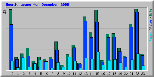 Hourly usage for December 2008