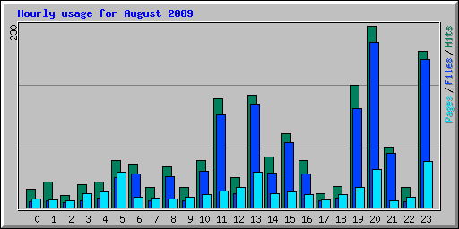 Hourly usage for August 2009