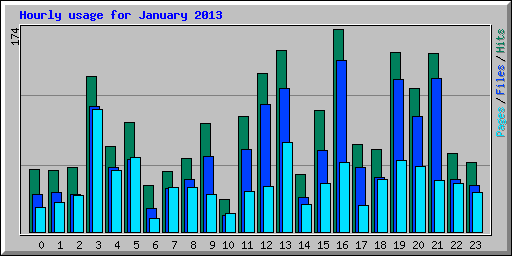 Hourly usage for January 2013