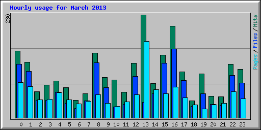 Hourly usage for March 2013