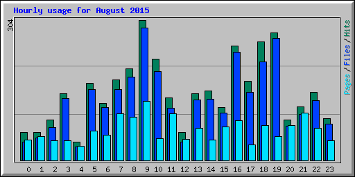 Hourly usage for August 2015